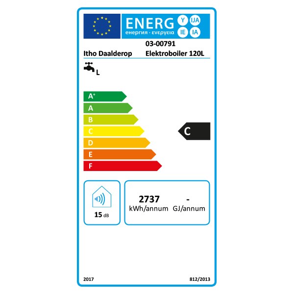 energielabel van Itho daalderop elektrische boiler 3 fase